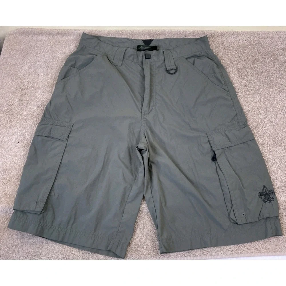 Boy Scouts Cargo Shorts Green Nylon Centennial‎ Uniform Adult Sz Small 31x10